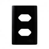 Placa p/ 2 Tomadas 4x2 - Novara Preto Brilhante